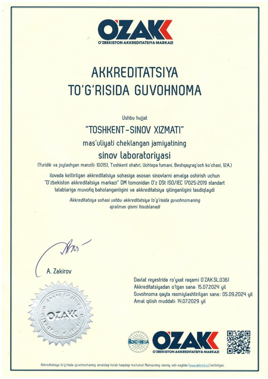 Akkreditatsiya to‘g‘risida guvohnoma
