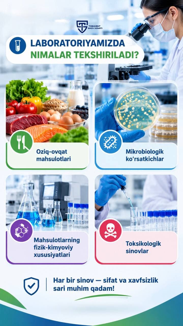 🧫 MAHSULOT SIFATI — LABORATORIYA NAZORATIDAN BOSHLANADI! 🔬
